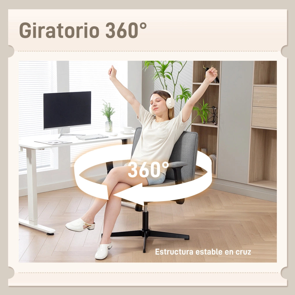 Sedia da Ufficio con Braccioli e Schienale ¨C Zephmum ¨C Grigio 50x60x110