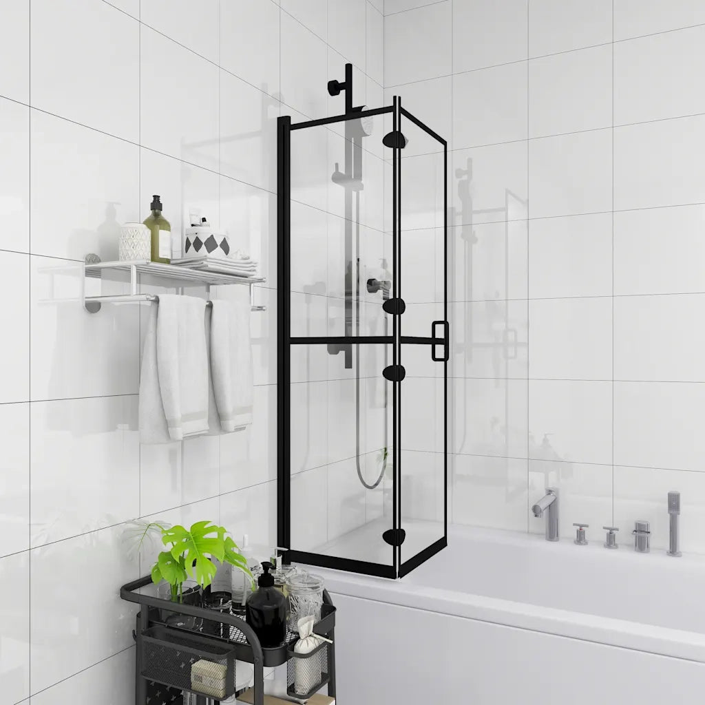 Box Doccia Pieghevole in ESG 80x140 cm Nero CFW5531299