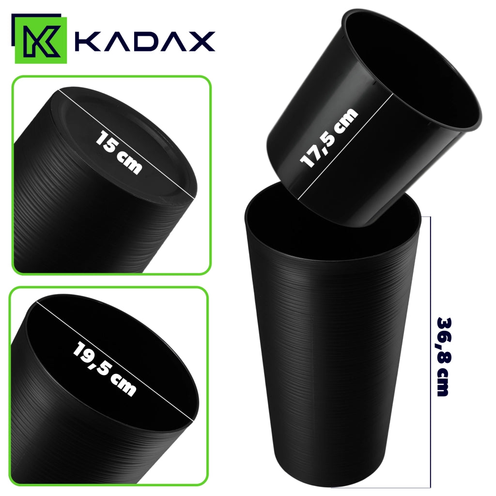 Vaso da fiori KADAX da 36 cm con coperchio e inserto, in plastica color grafite.