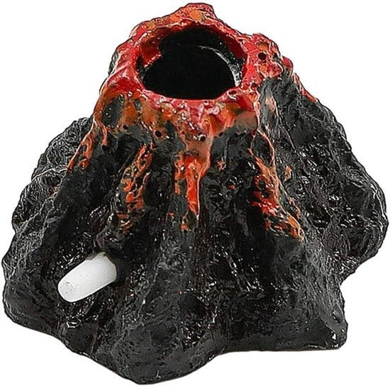 Decorazione per Acquario - Vulcano - Mini - Acquascape - Adatto per Acquario - Rosso - Piccola acquascape per acquario e decorazione per vasca per pesci.