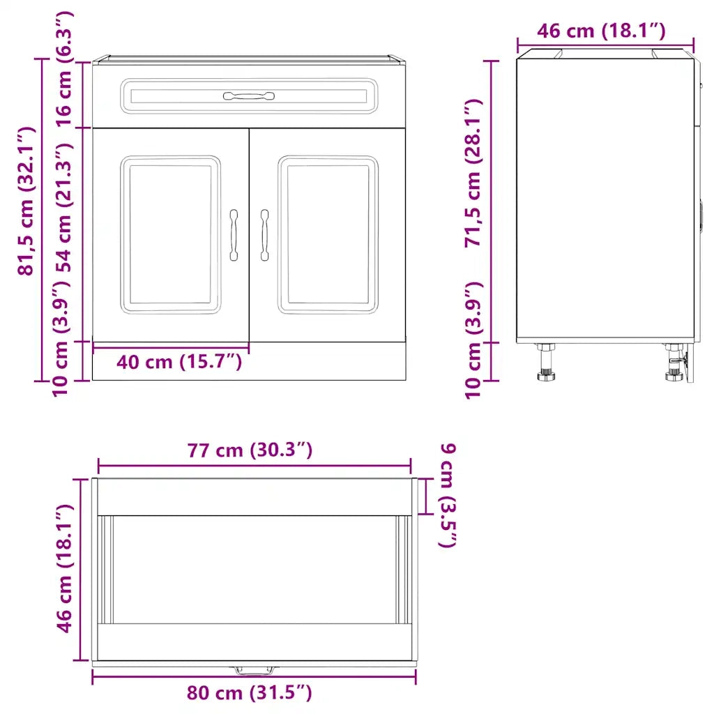 Base da Cucina Lucca Rovere Marrone in Legno Multistrato 853744