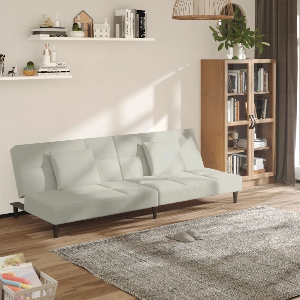 Divano letto | Sof¨¤ letto | Letto singolo a 2 Posti con 2 Cuscini Crema in Velluto