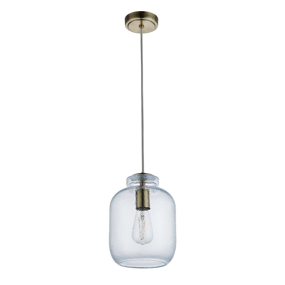 Lampada a sospensione rustica ovale vetro trasparente E27 Endon