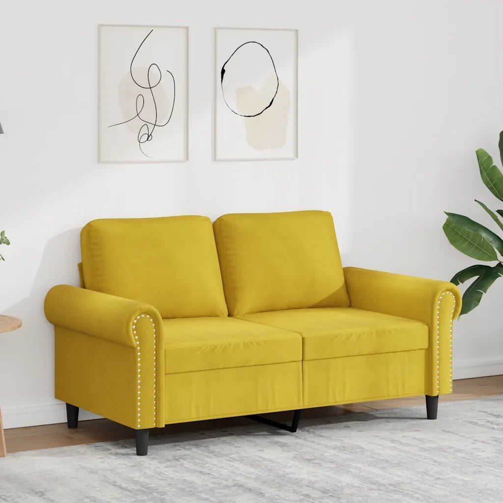 Divano | Divano da soggiorno | Sofa a 2 Posti giallo 120 cm in Velluto