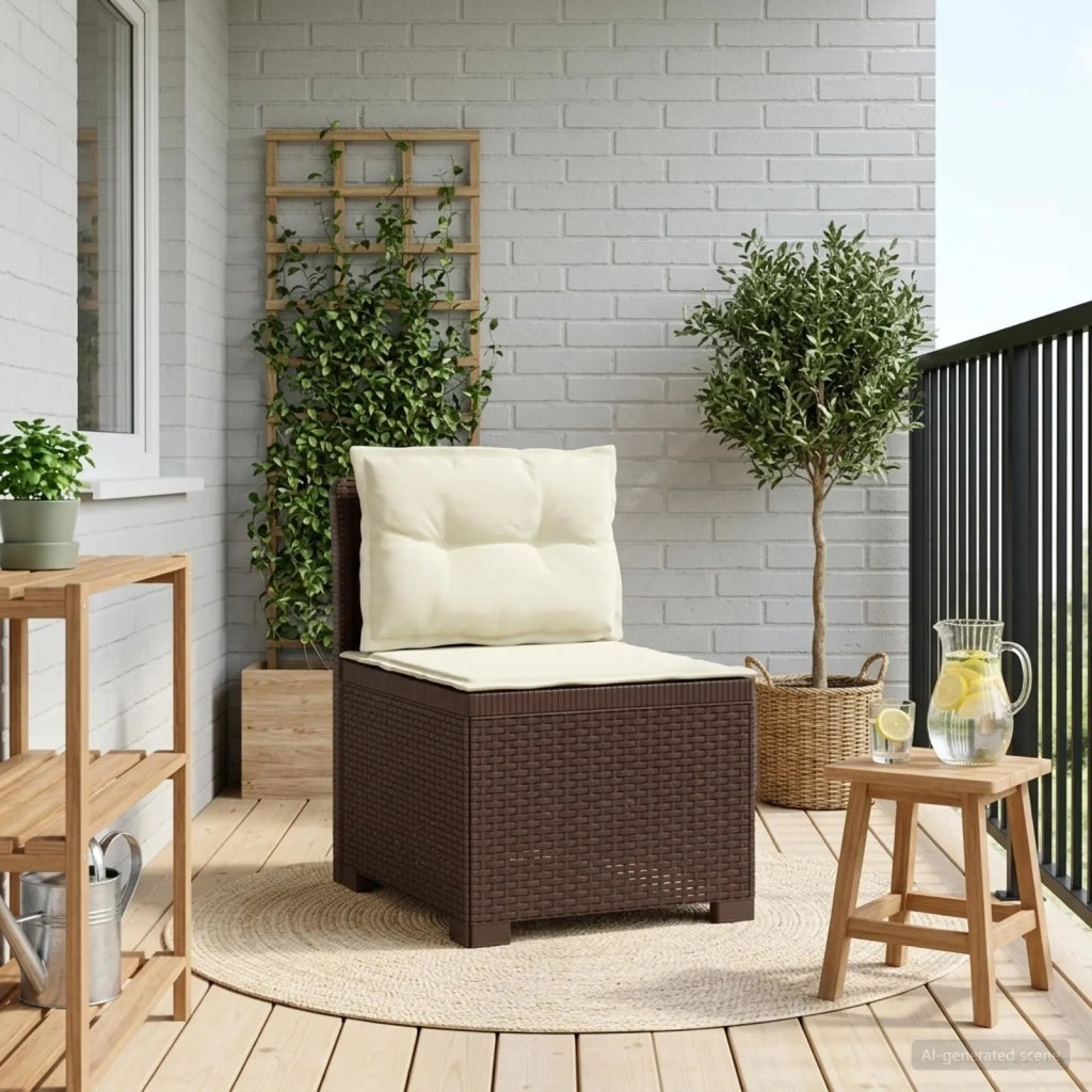 Divano da Giardino a 1 Posto con Cuscini Aspetto Rattan PP 8011800
