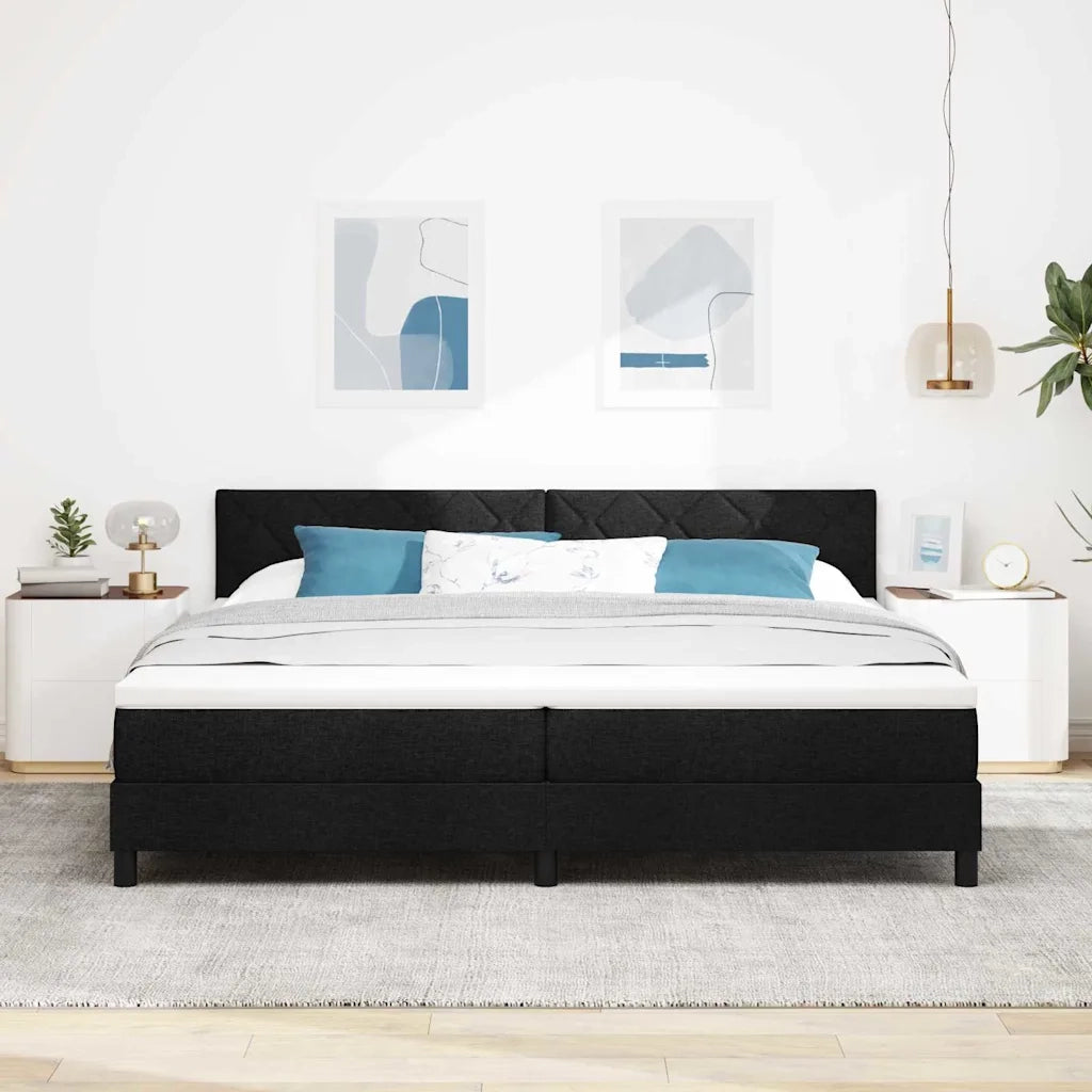 Letto a molle con testiera Nero 200 x 200 cm Tessuto 3338792