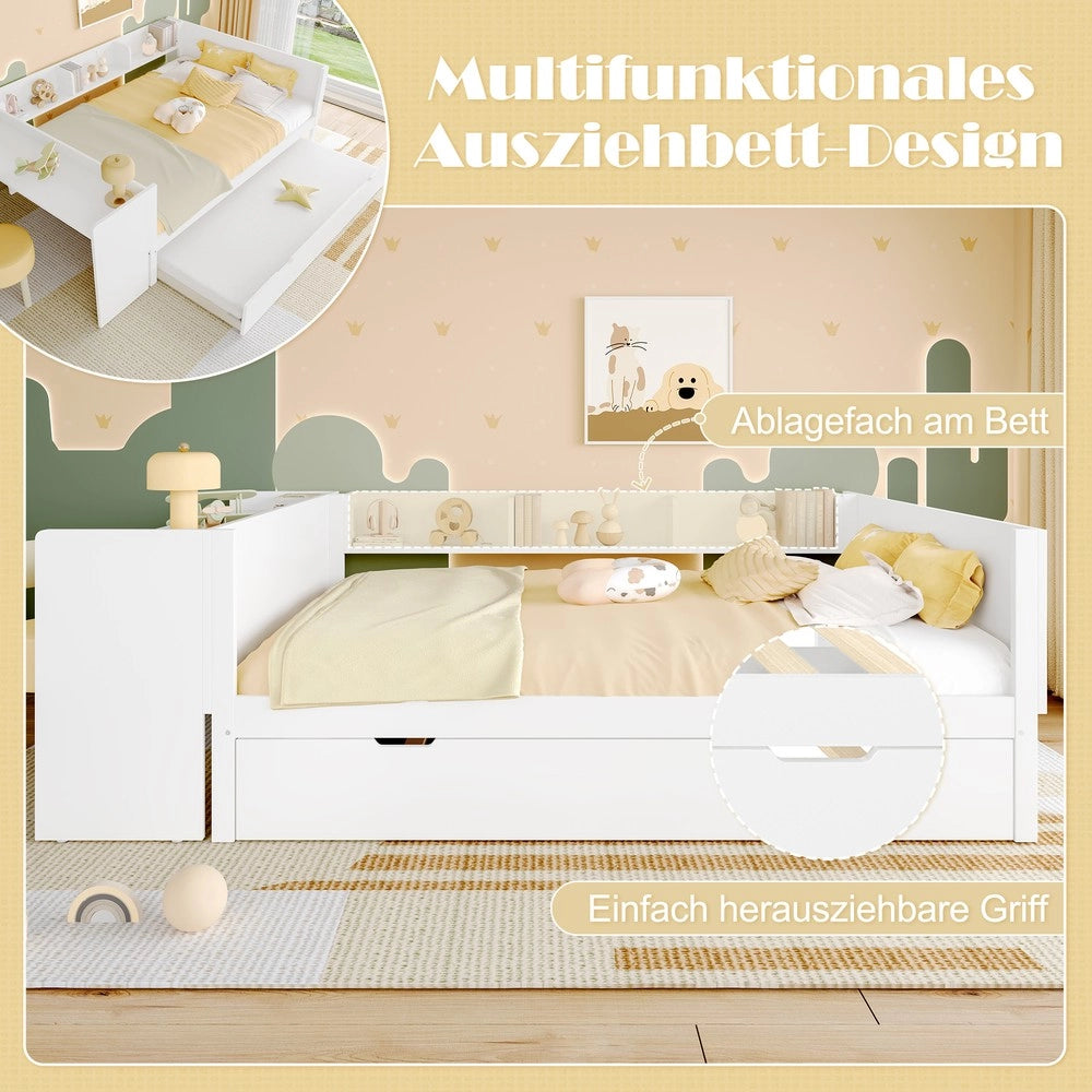 Letto con Scrivania e Rollbett ¨C MINIMAL ¨C Pino Bianco 140x200