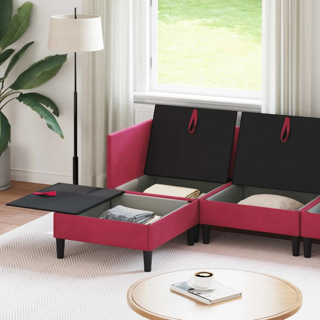 Set di mobili per il soggiorno 5 pcs Rosso Vino Velluto 3413751