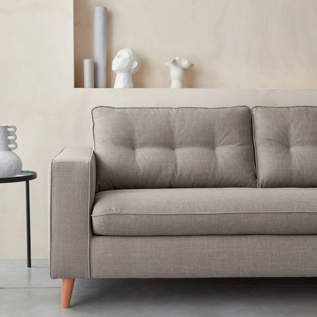 Divano letto convertibile con materasso, 3 posti, beige