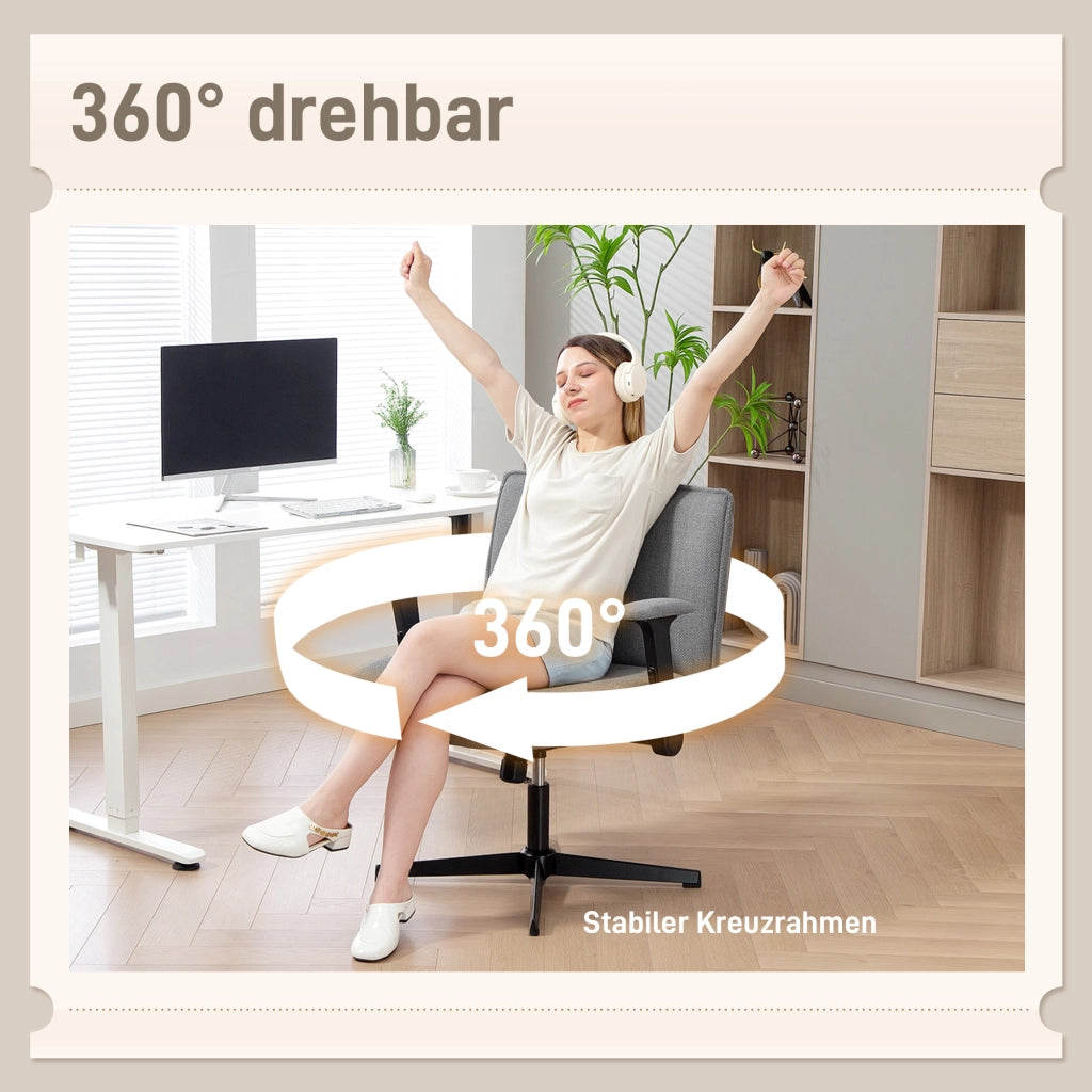 Sedia da ufficio con braccioli reclinabili ¨C Minimal ¨C Grigio, tessuto, base in metallo