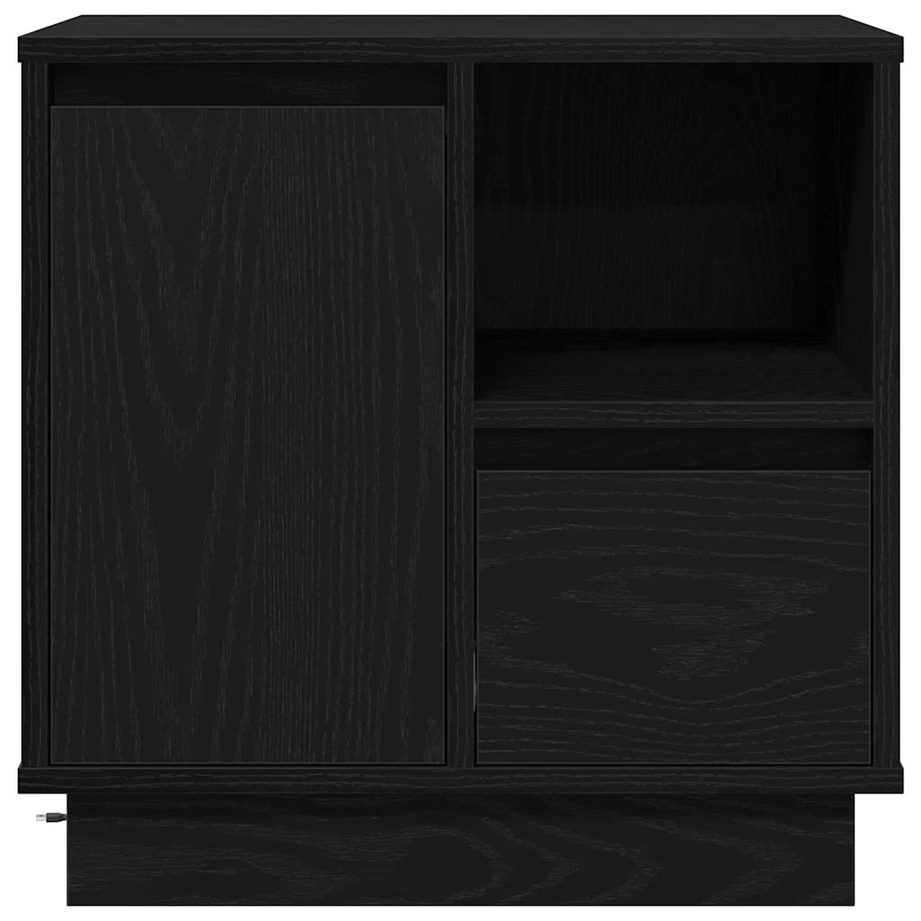 Comodino | Armadio da Notte | Mobiletto da notte con cassetto Rovere Nero 50 x 34,5 x 50 cm.