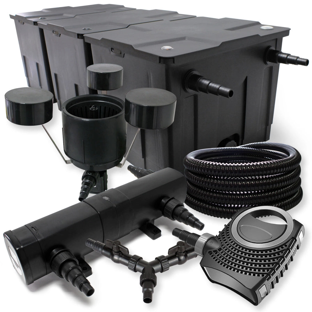Set Filtro 90000l Chiarificatore laghetto 24W Pompa NEO10000 80W Tubo 25m Skimmer
