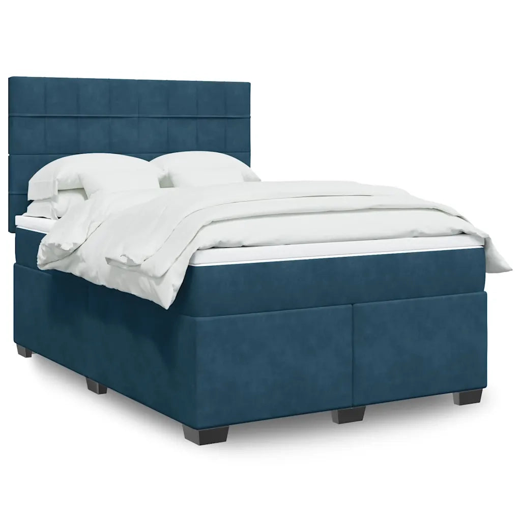 Giroletto a Molle con Materasso Blu 140x190 cm in Velluto 3290910