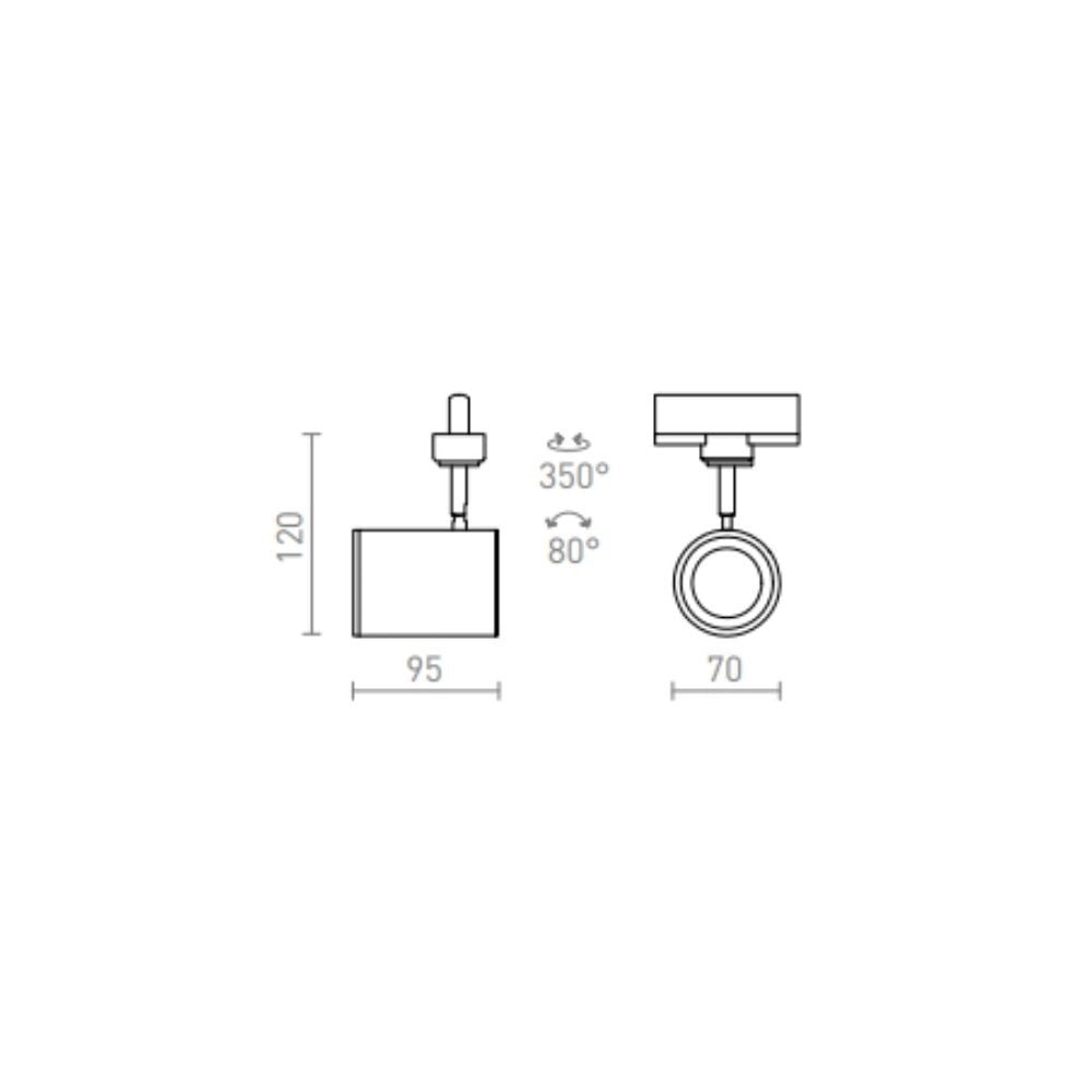 Faretto CADENZA per binario trifase nero 230V LED GU10 10W