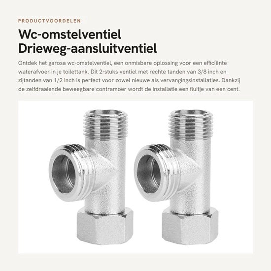 Ventile per toilette a tre vie, 2 pezzi, con connessione a 180 gradi, slot mobile, facile da installare, con connessione in rame verniciato.