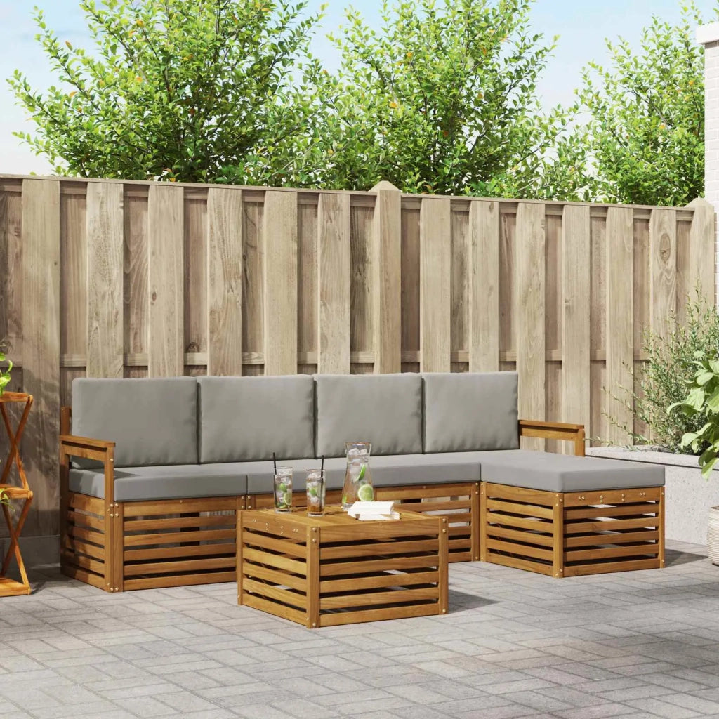 Set di divani da esterno 6 pcs Grigio Naturale e Chiaro 3374676