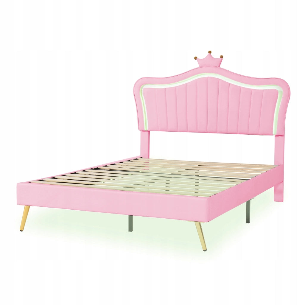 Letto per bambini 140x200 - Xylo - Rosa con illuminazione LED