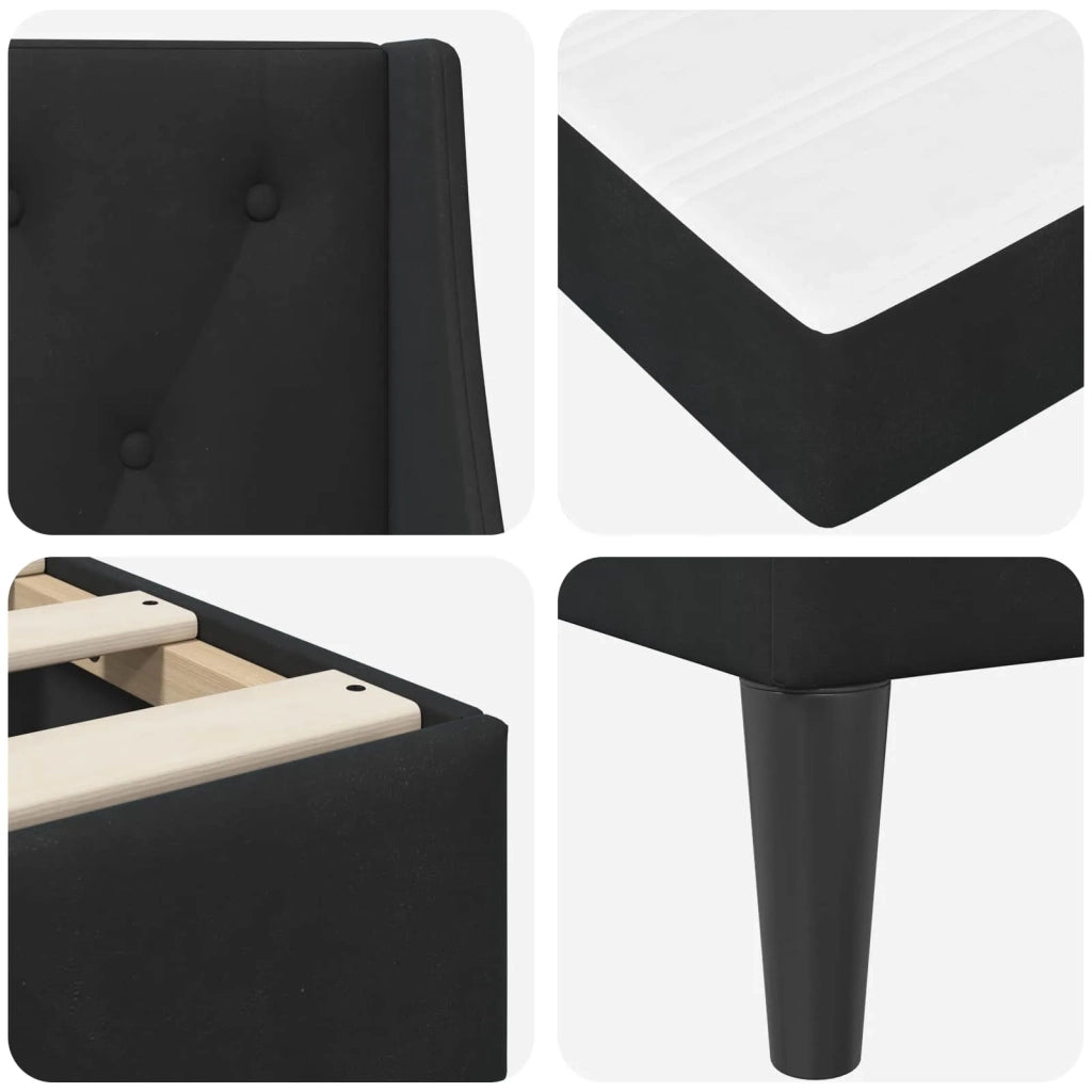 Struttura letto con materasso-Giroletto Nero 100 x 200 cm Velluto 759280