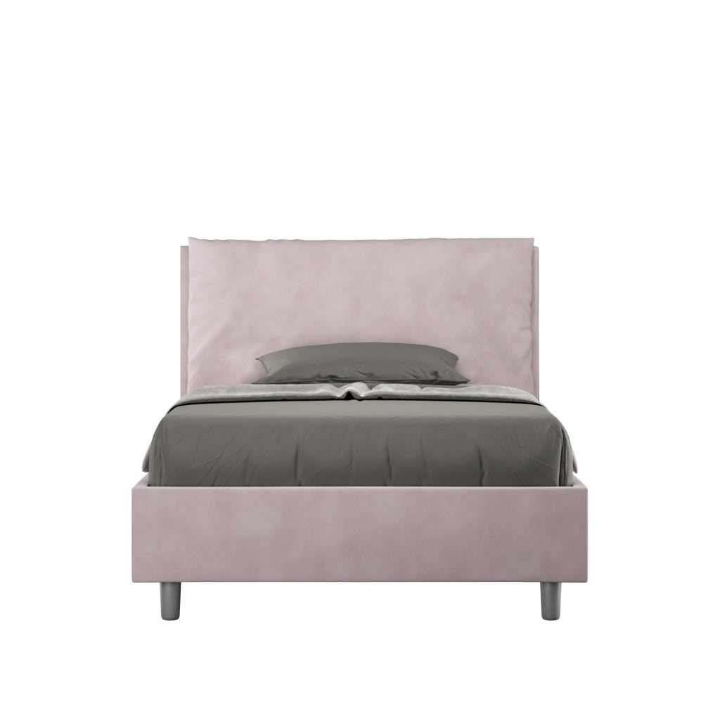 BS COM Letto una piazza e mezza senza rete imbottito 130x190 microfibra glicine Large