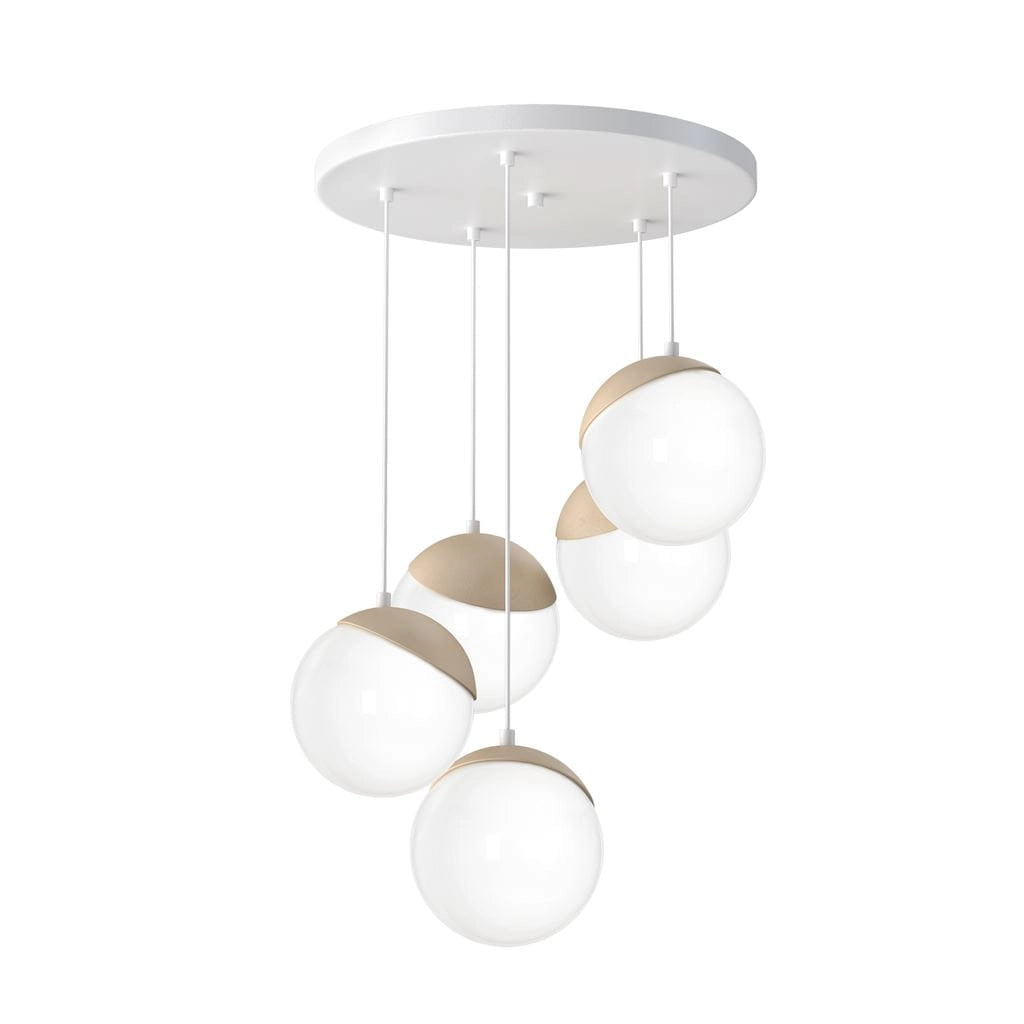 Lampadario a sospensione SFERA Milagro 5xE14 bianco legno