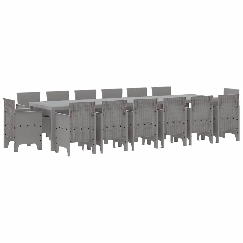 Set da Pranzo per Giardino 15 pcs Grigio chiaro Rattan Polt