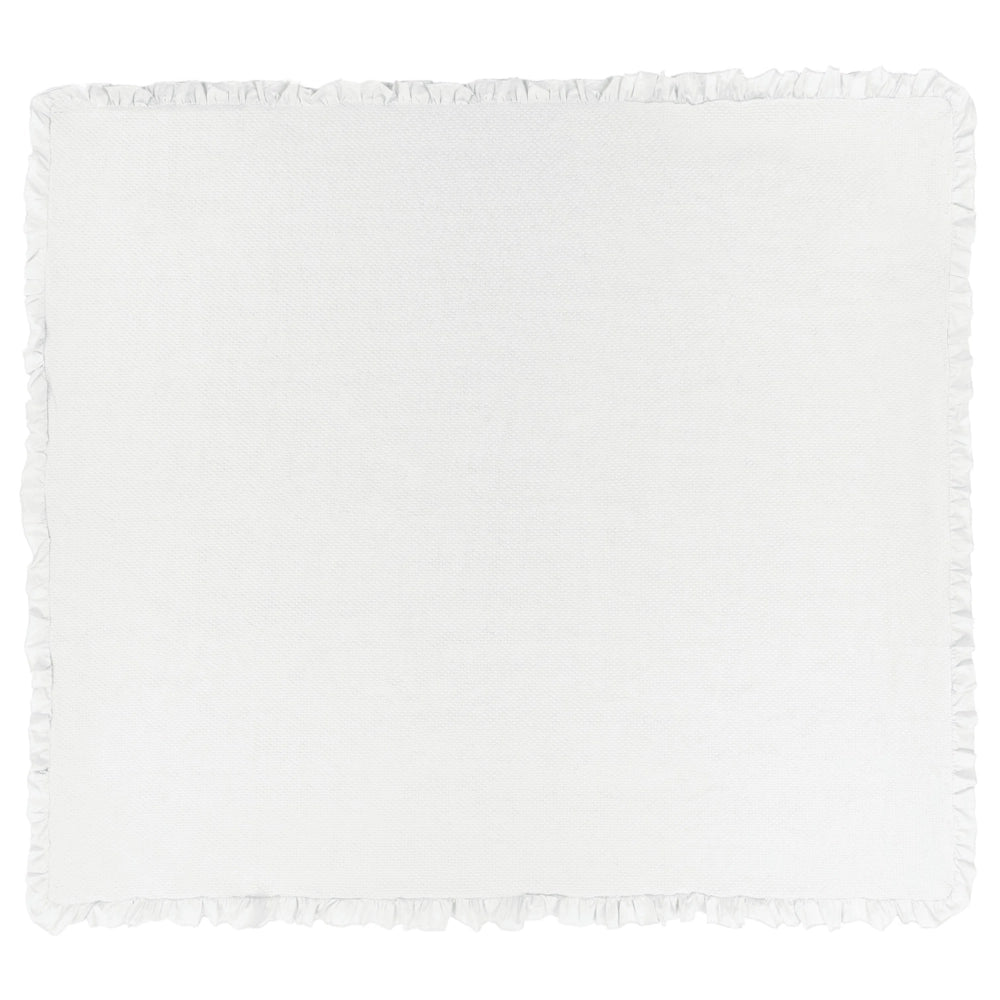 Copriletto in cotone bianco 220 x 240 cm con balza decorativa Camera da letto