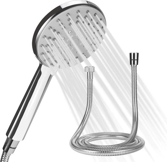 Douchekop universale con 5 modalità Funzione Alta pressione Acqua risparmiante 150 cm tubo metallico per vasca da bagno Doucheslang in ABS + galvanizzato
