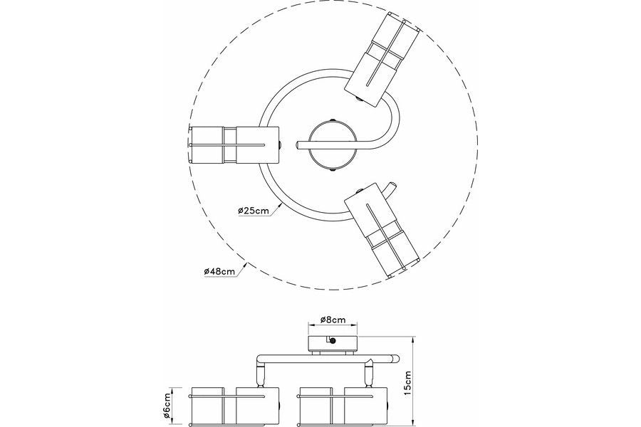 Plafoniera loft rotonda nera Scottie 3 luci E14 Reality