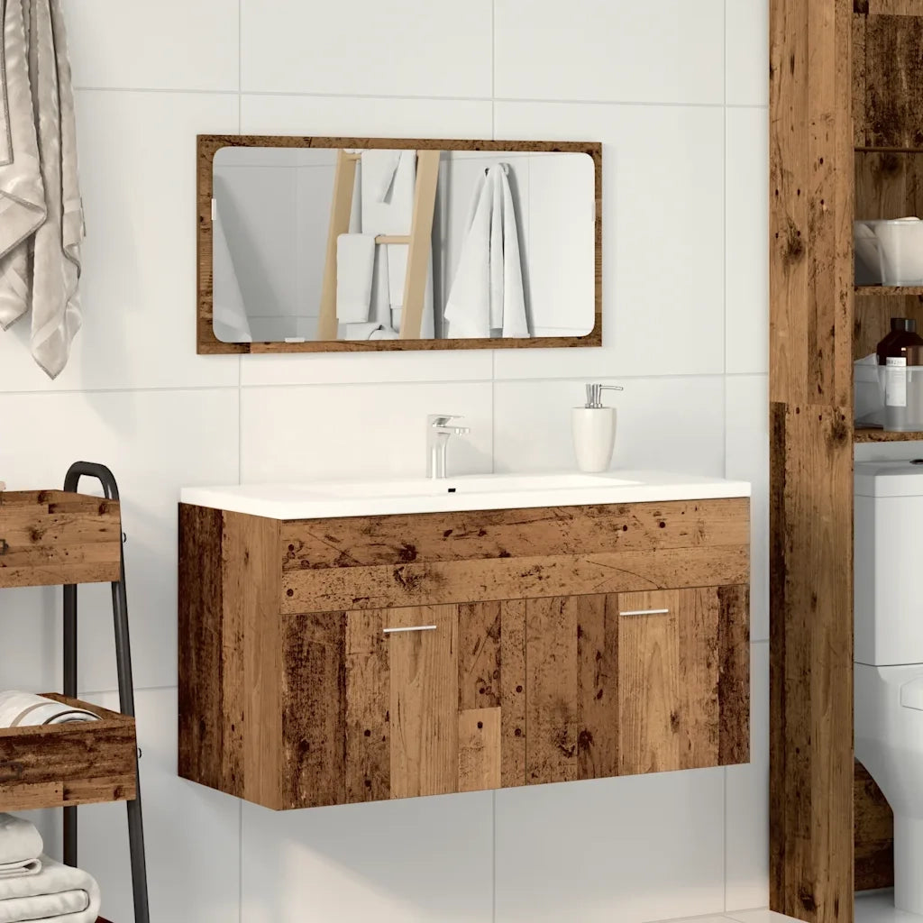 Mobile da Bagno | Armadio da bagno con Specchio in Legno Antico Legno Multistrato