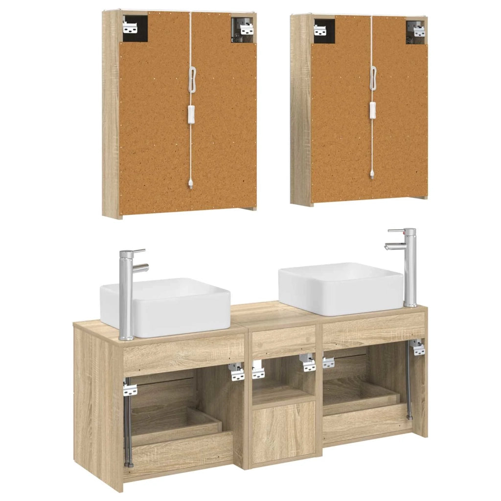 Set di mobili per il bagno 5 pz Rovere Sonoma 3406769