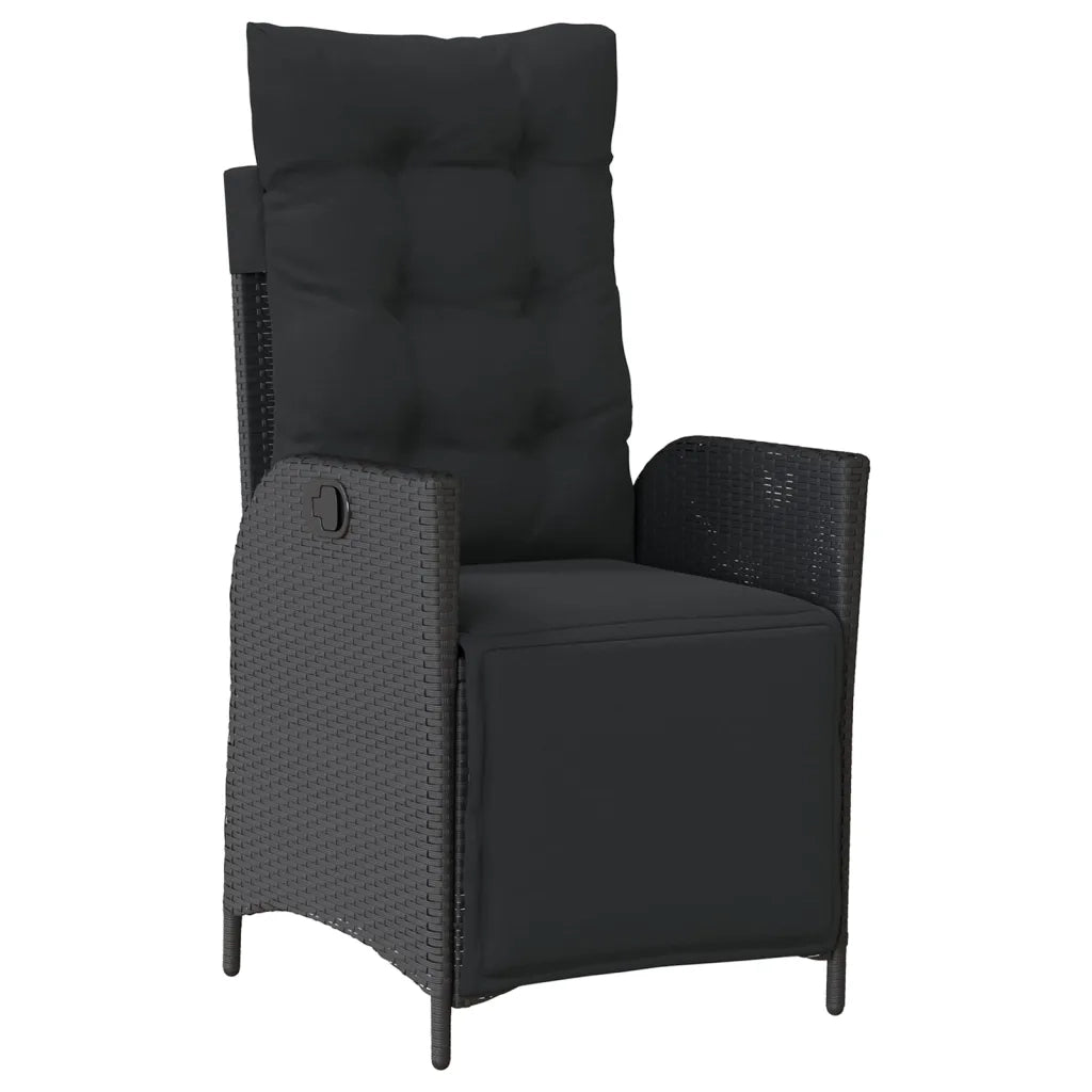 Set da Pranzo da Giardino 7 pz Nero con Cuscini in Polyrattan 3213403