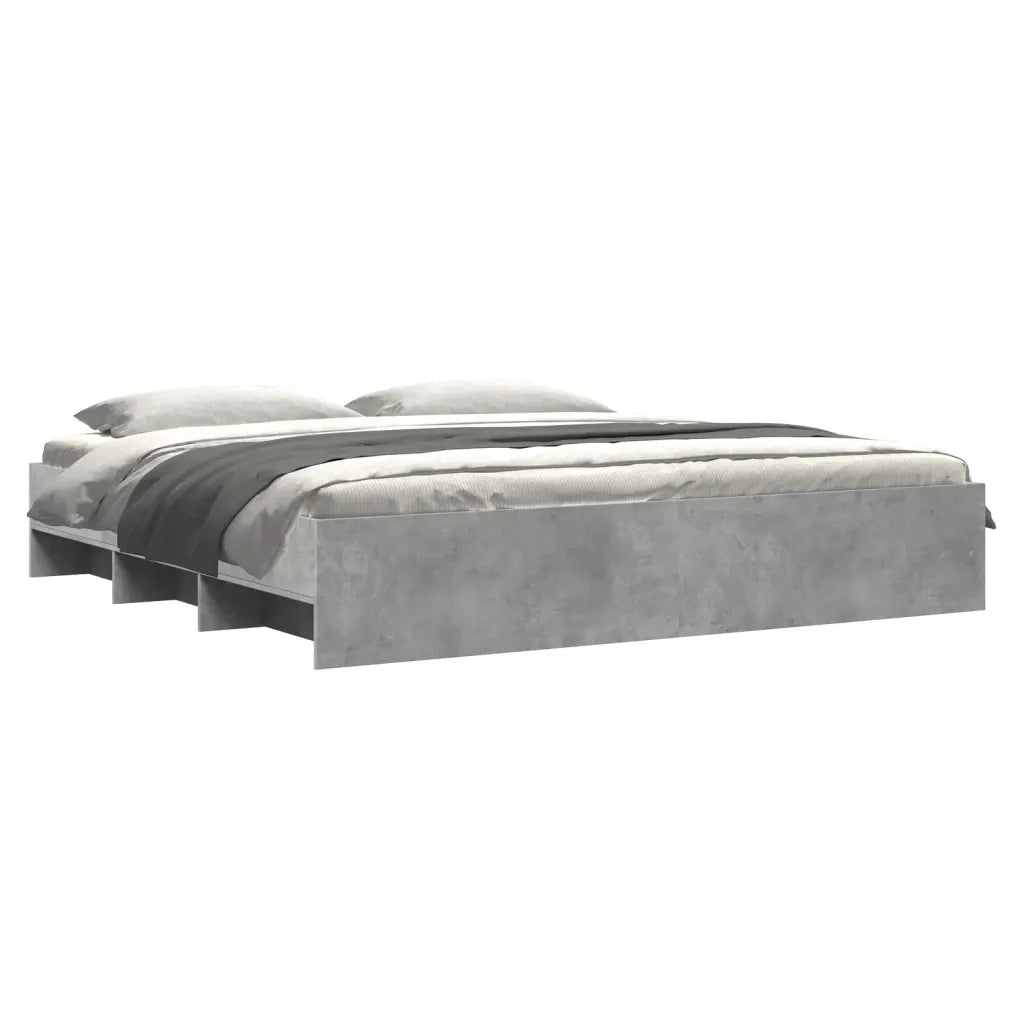 Letto matrimoniale | Letto per adulti | Giroletto Grigio Cemento 200x200 cm in Legno Multistrato