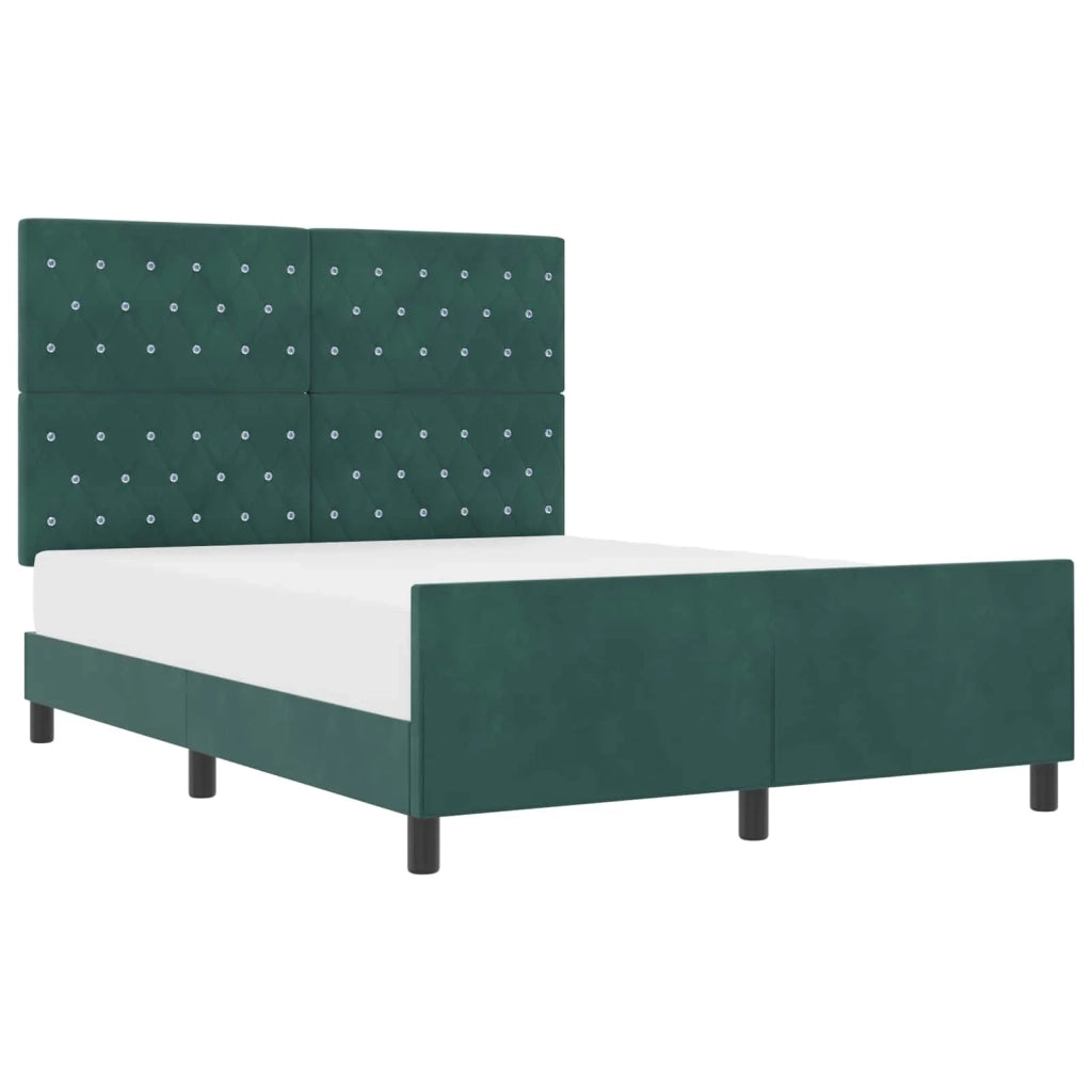 Letto a molle con testiera Verde Scuro 140 x 190 cm Velluto 3344876