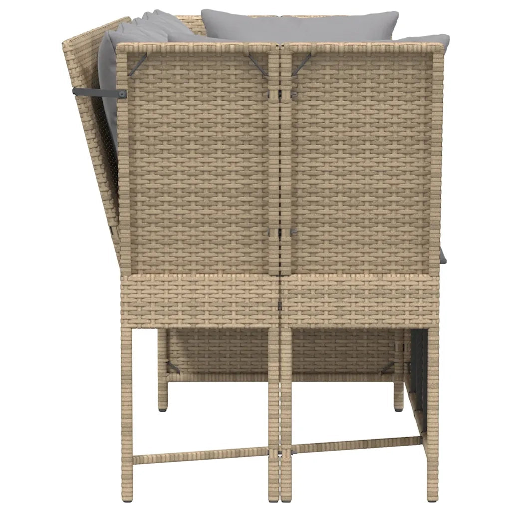 Divano da Giardino con Cuscini-Sofa da Giardino-Divano da esterno in Polyrattan Beige 421061