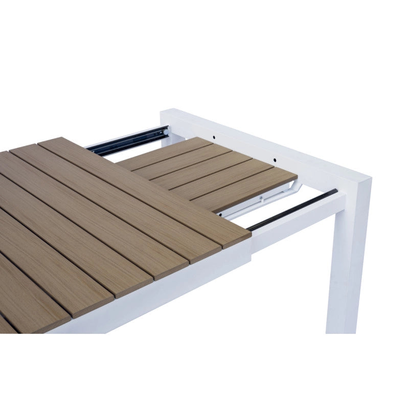 Tavolo Maiorca 160/210 Alluminio Bianco E Resinwood Moia