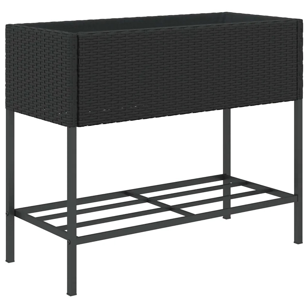 Fioriere da Giardino con Ripiani 2pz Nere 90x40x75cm Polyrattan 3210507