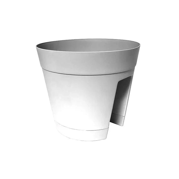Vaso Regina tondo per ringhiere bianco