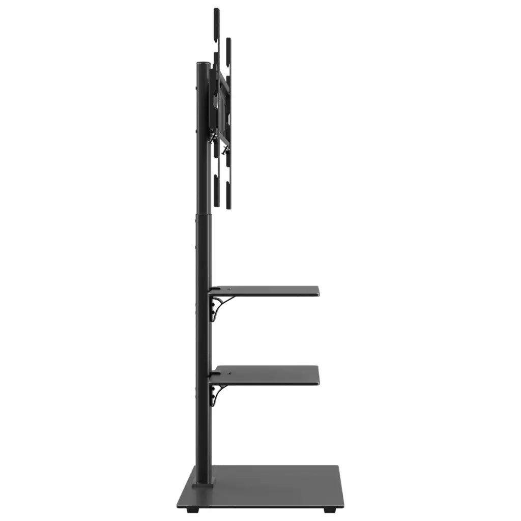 Mobile angolare girevole per TV 66 x 38 x 128,5 cm 3 ripiani salvaspazio elegante in metallo nero 02_0047638
