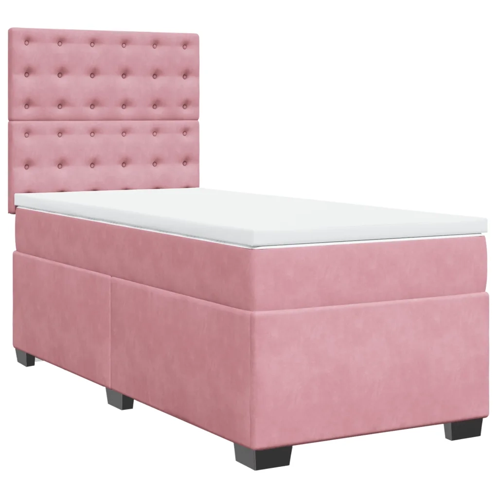 Giroletto a Molle con Materasso Rosa 80x200 cm in Velluto