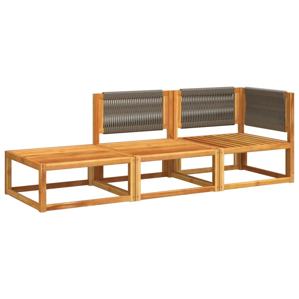 Set di divani da giardino 3 pezzi con cuscini in legno di acacia e corda 3278844