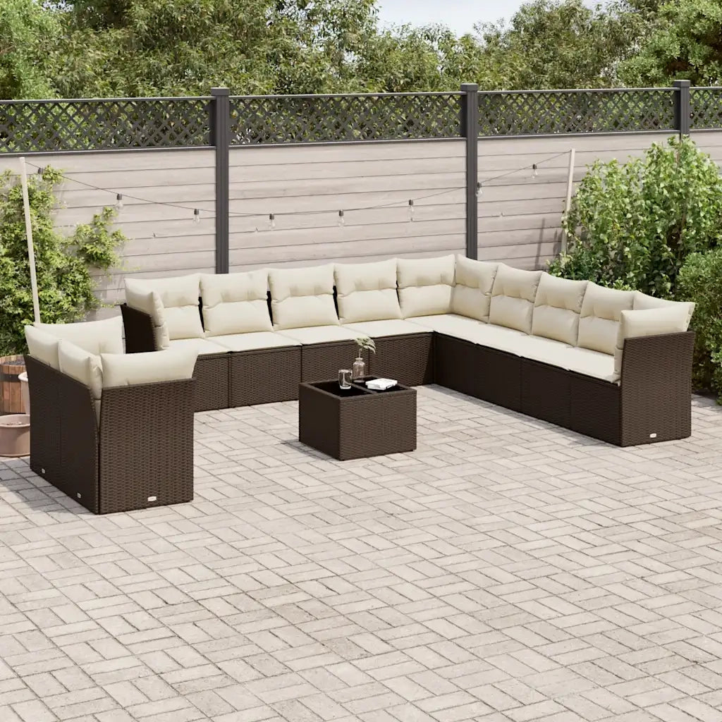 Set Divani da Giardino 12 pz con Cuscini Marrone in Polyrattan 3217893