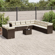 Set Divani da Giardino 12 pz con Cuscini Marrone in Polyrattan 3217893