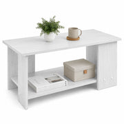 Tavolino da Salotto 2 Ripiani Moderno Salvaspazio 89x48x42 cm Bianco