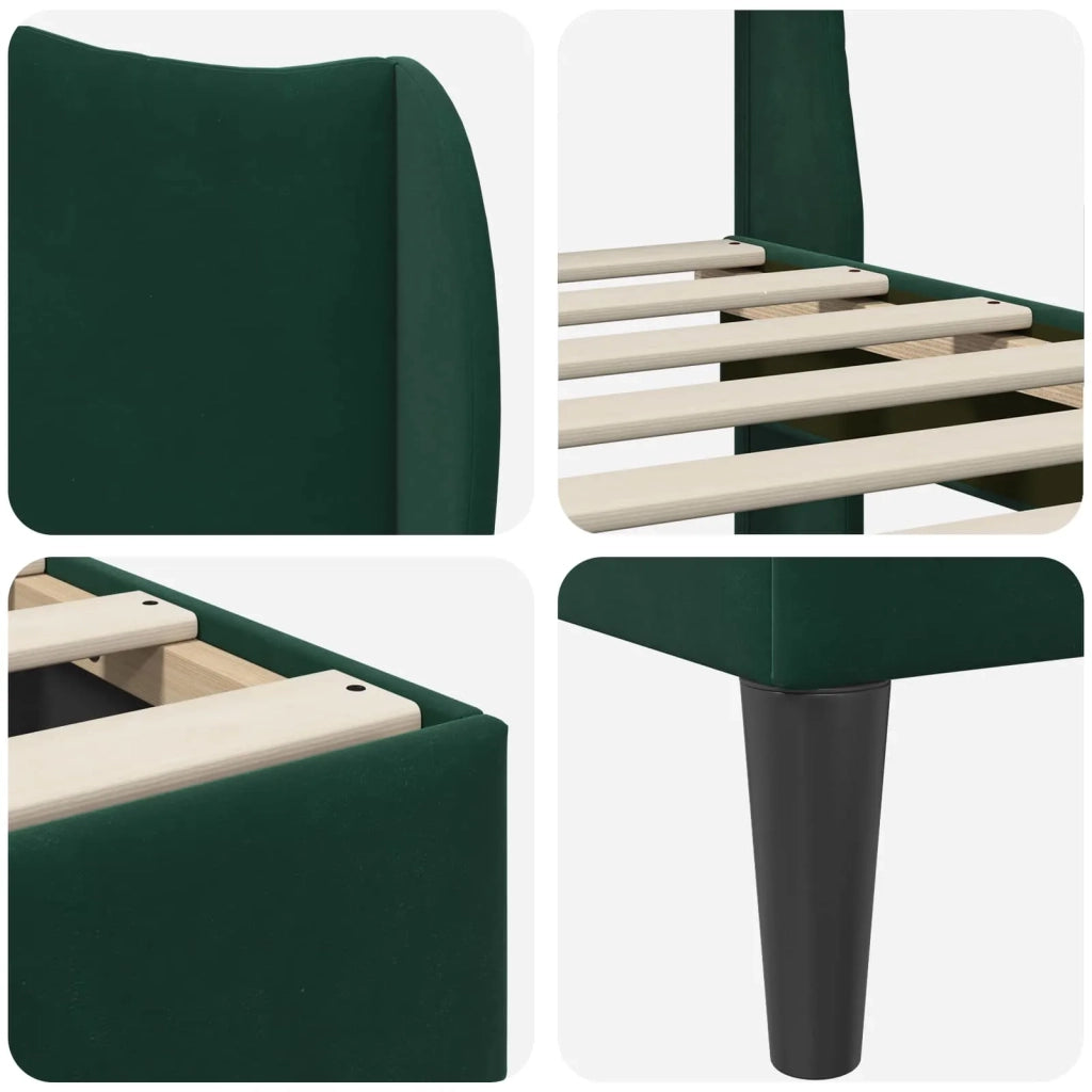 Struttura del letto Verde Scuro 90 x 190 cm Velluto 42027889