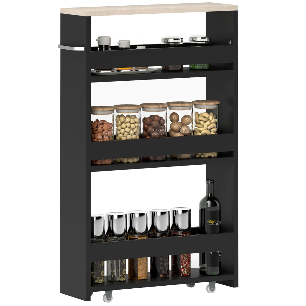 Carrello mobile con 3 ripiani ¨C Minimal ¨C 48x15x80 cm nero