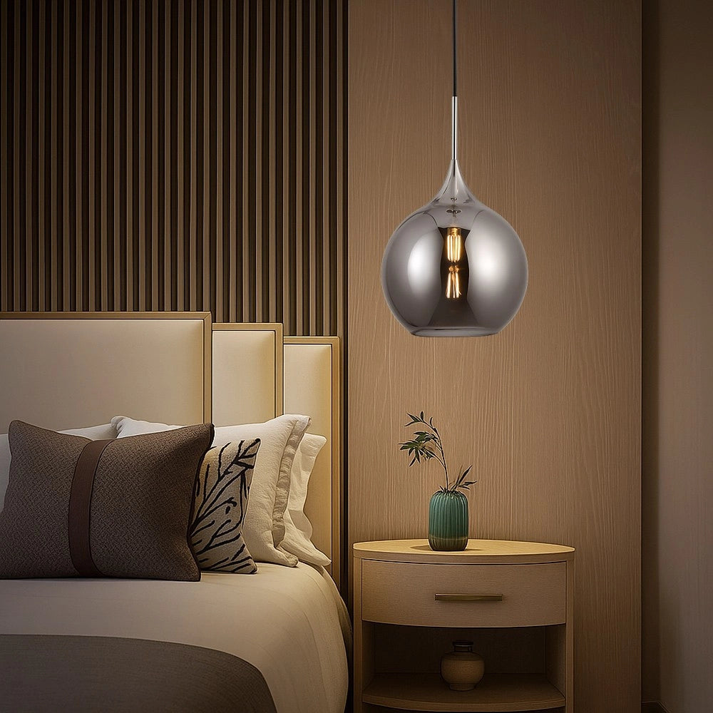 Trade Shop - Lampadario A Sospensione Decorativa In Metallo Con Sfera In Vetro Attacco E27 Ip20 A72 -
