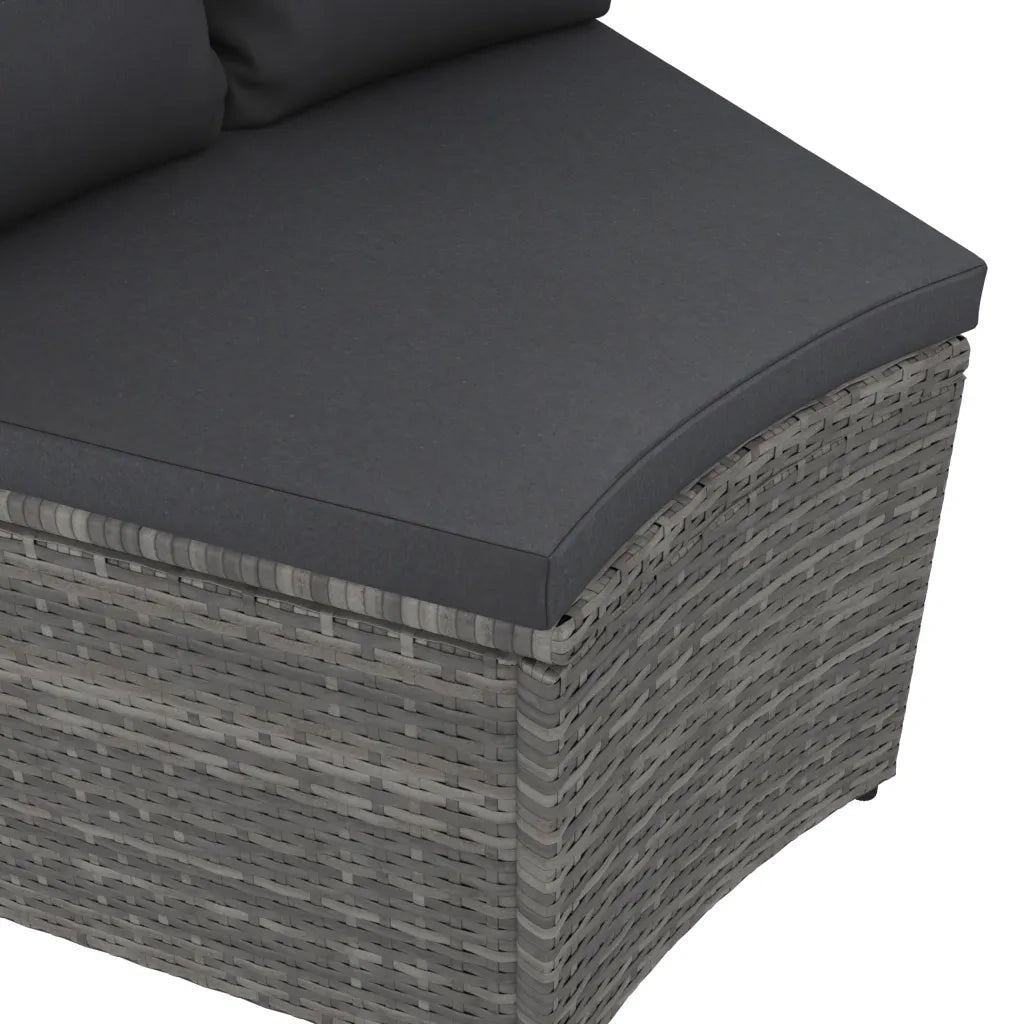 Set Divani da Giardino 9 pz con Cuscini in Polyrattan Grigio