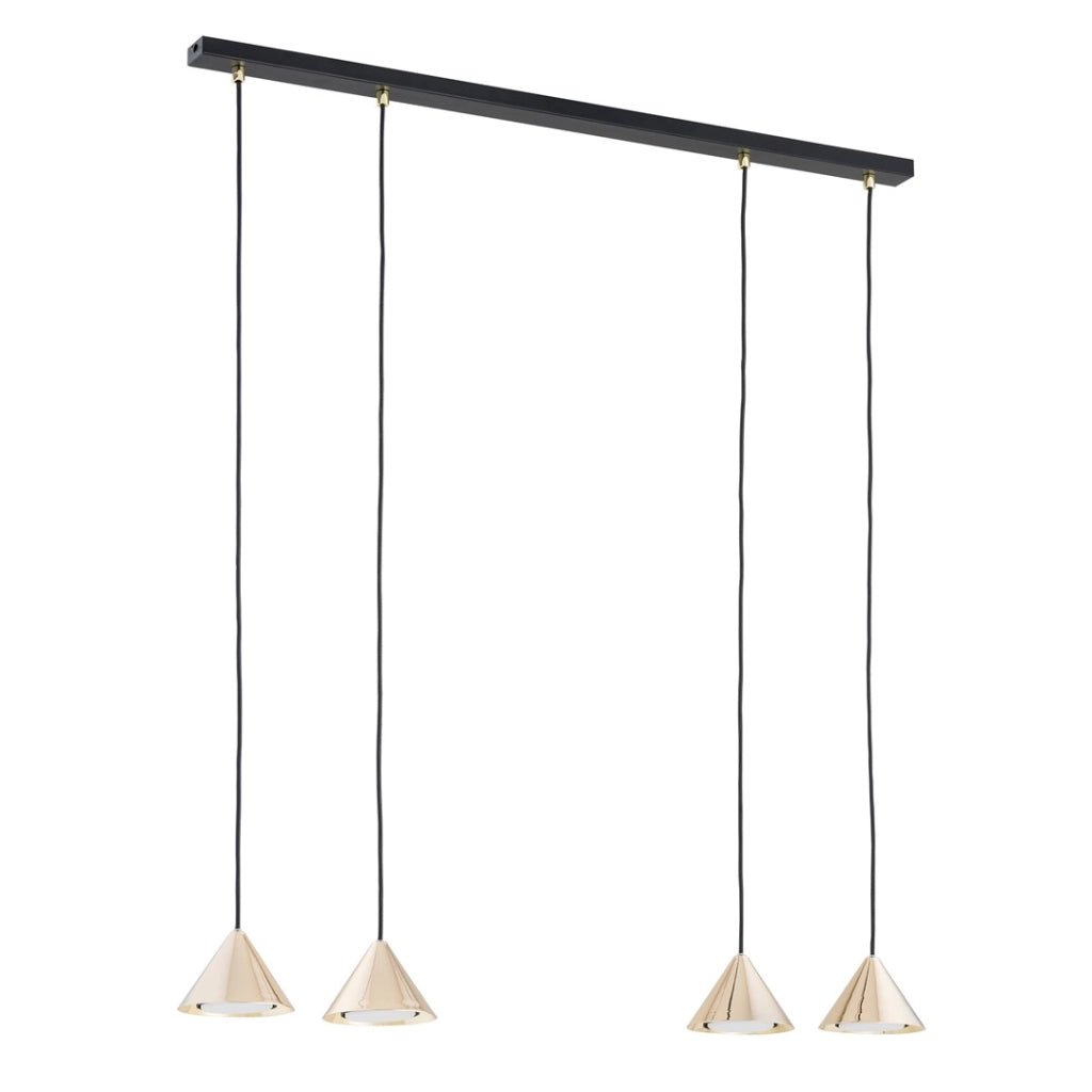 Lampada a sospensione Emibig ELIT barra nera oro 4xGX53