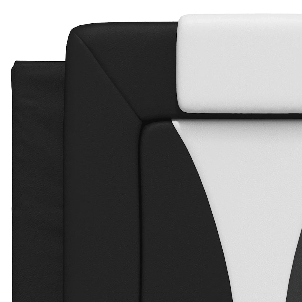 Letto matrimoniale | Letto per adulti | Giroletto Viana senza Materasso Nero e Bianco 140x200 cm in Similpelle