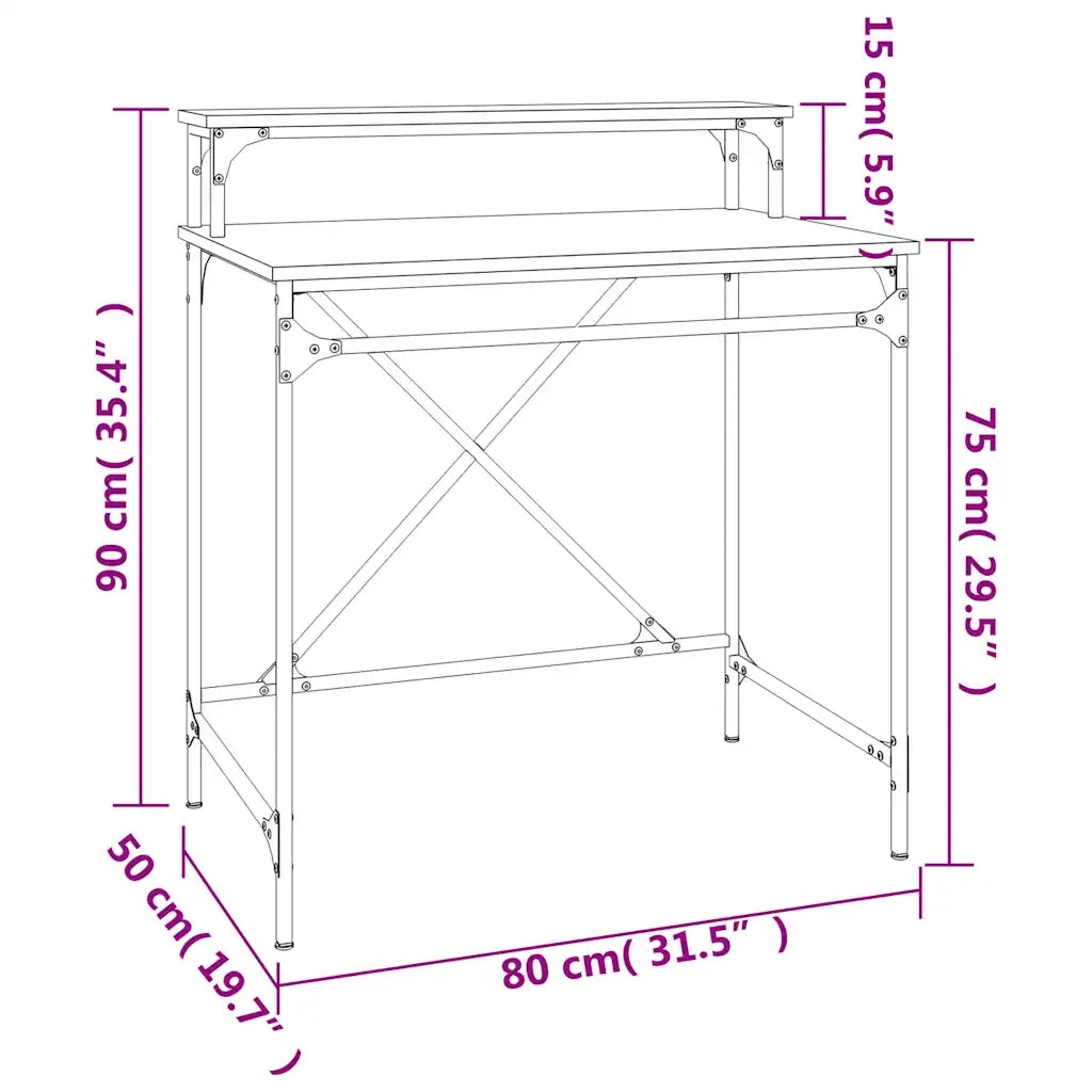 Scrivania | Tavolo da Ufficio Nera 80x50x90 cm in Legno Multistrato e Ferro